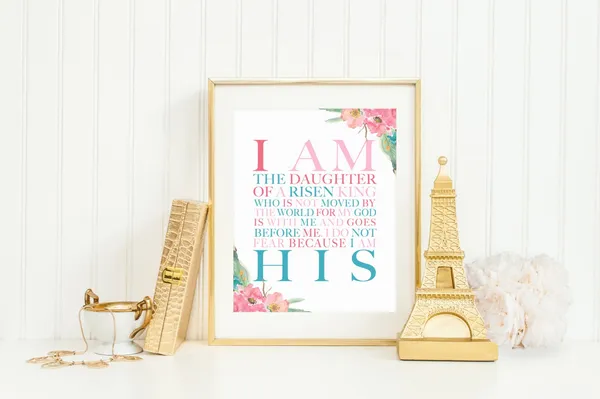 I Am His Christian Nursery Art Print, Girls Room Decor