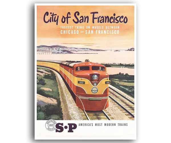 San Francisco Train Travel Poster, Retro Home Decor