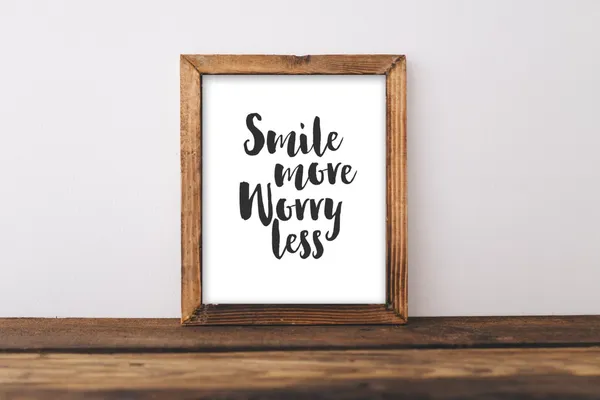 Smile More Worry Less Quote Art Print