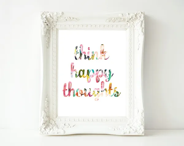 Think Happy Thoughts Typography Quote Art Print