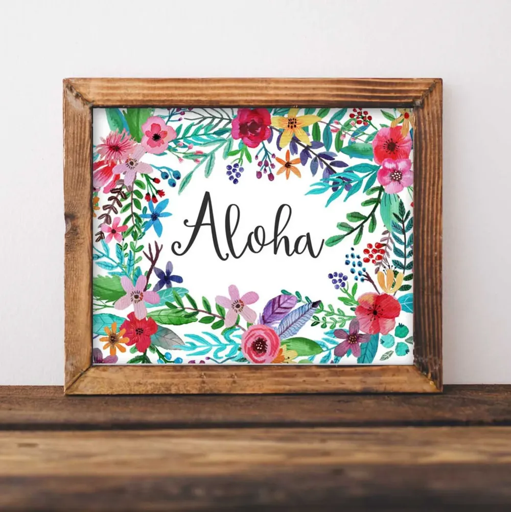 Aloha Pink Floral Beach Quote Art Print