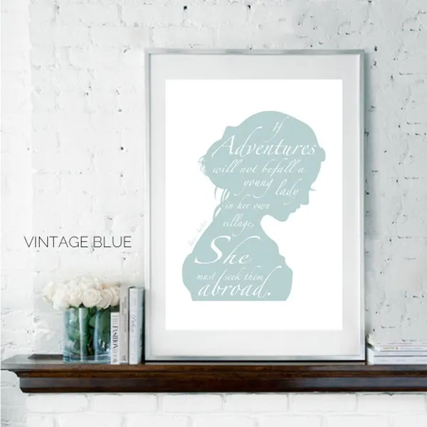 Jane Austen Quote Literary Art Print, Dorm Room Decor
