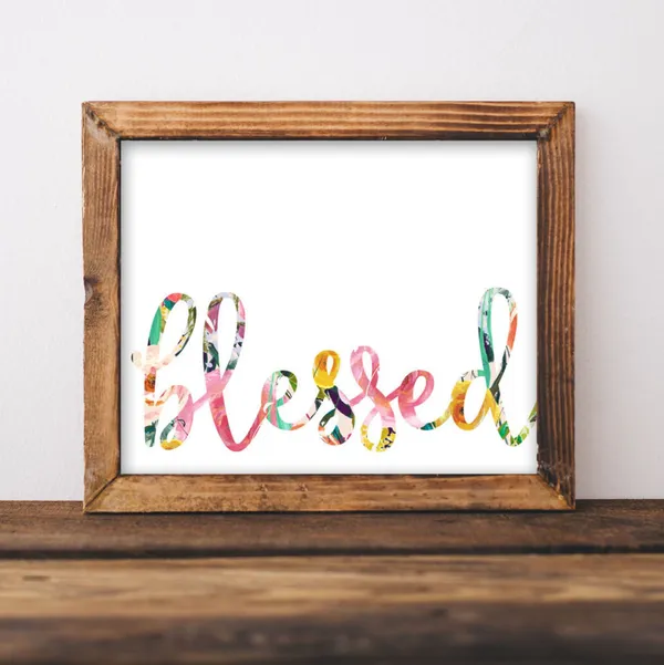 Blessed Quote Floral Typography Art Print