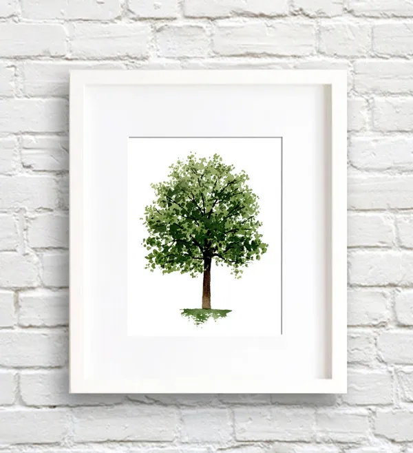 Maple Tree Watercolor Art Print, Nature Decor