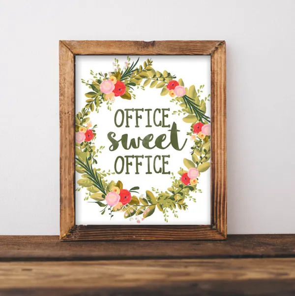 Sweet Work Typography Quote Art Print, Pink Floral