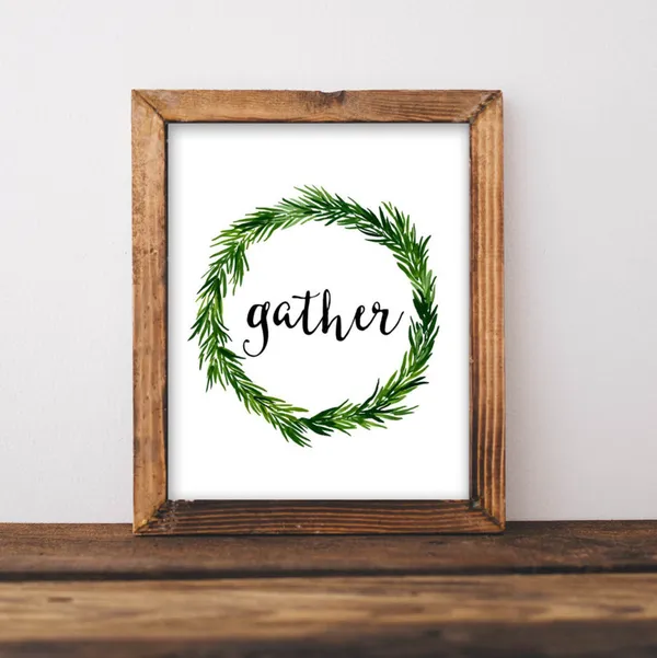 Rustic Gather Quote Art Print, Farmhouse Decor