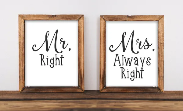 Mr Right Mrs Always Quote Wedding Art Print